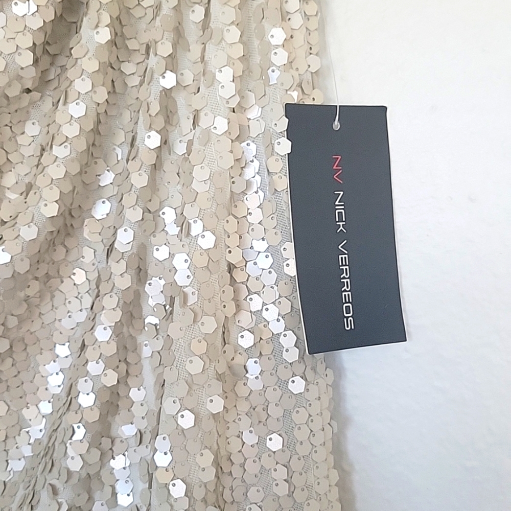 VINTAGE Nick Verreos Sequined Ivory Dress PRICE FIRM - Picture 3 of 12